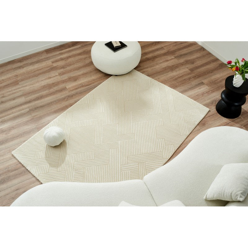 Tapis Olga crème motif linéaire 80x150 cm