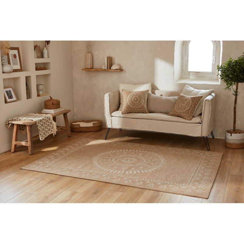 Tapis d'extérieur PONZA marron et blanc aspect jute 160x230cm