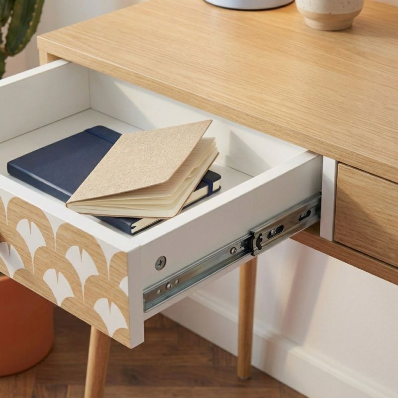 Bureau UTAH blanc et effet chêne 100cm