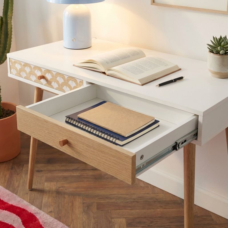 Bureau UTAH blanc et effet chêne 100cm