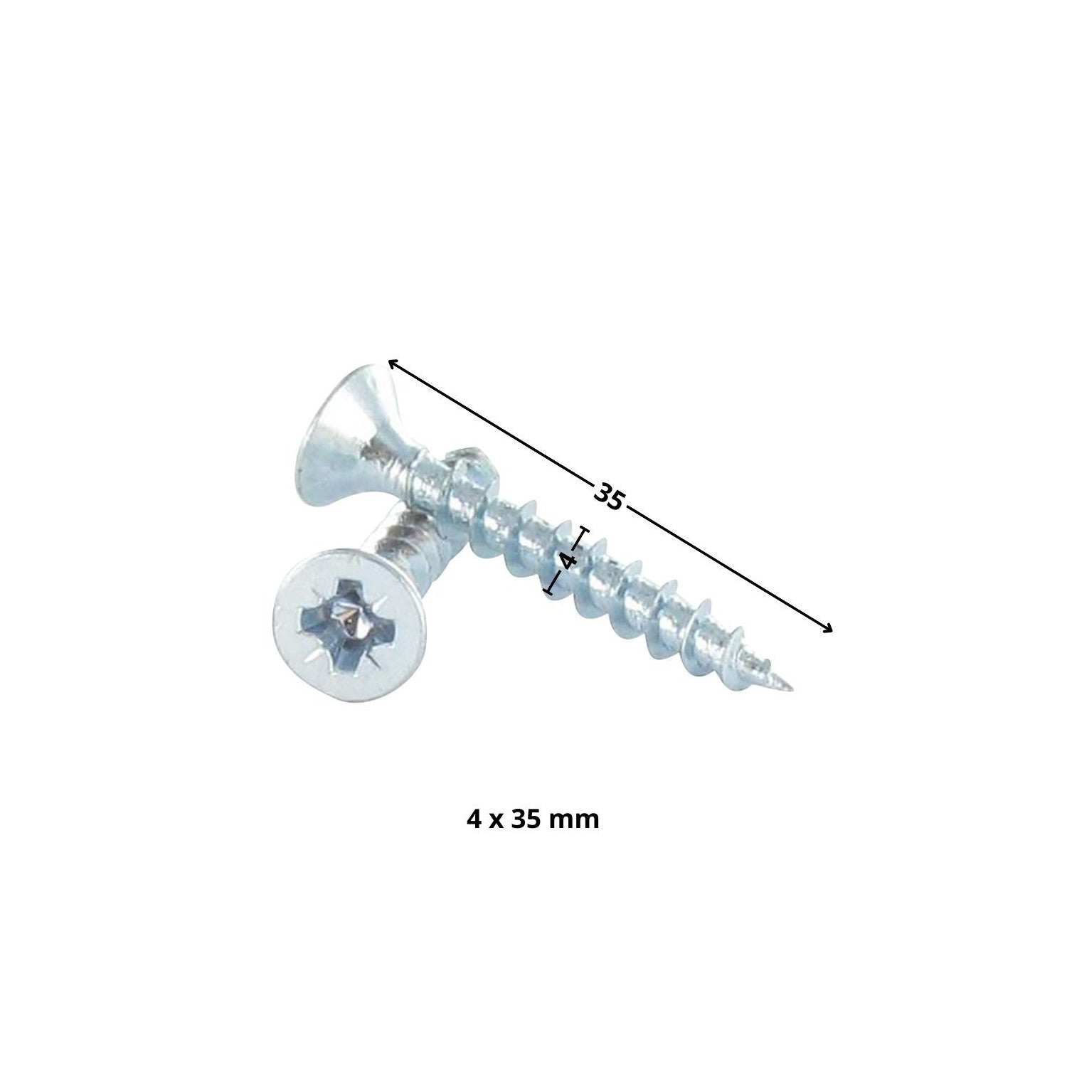 Lot de 6 vis 4x35 bois agglo Tête fraisée Pozi Filetage total Acier zingué - Pour fixer 1 pied
