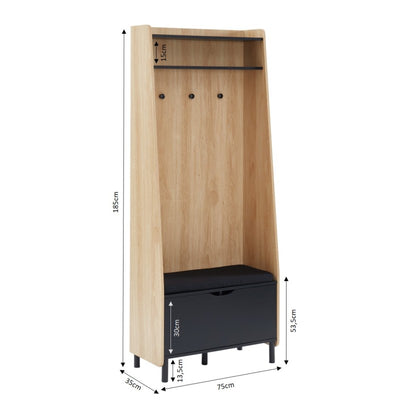 Vestiaire JAPENDI effet chêne et gris anthracite h185cm