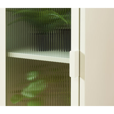 Vestiaire PANTONE porte en verre cannelé et métal beige sable h180cm