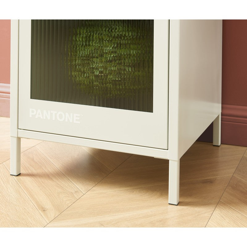 Vestiaire PANTONE porte en verre cannelé et métal beige sable h180cm