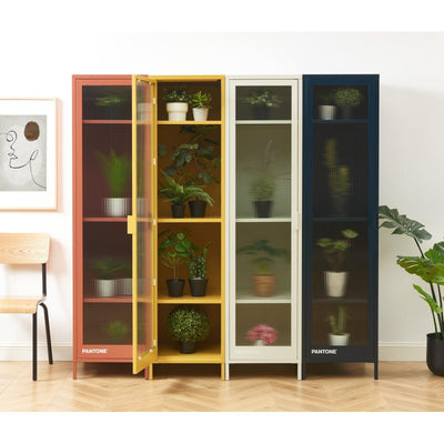 Vestiaire PANTONE porte en verre cannelé et métal beige sable h180cm