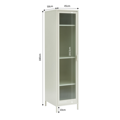 Vestiaire PANTONE porte en verre cannelé et métal beige sable h180cm