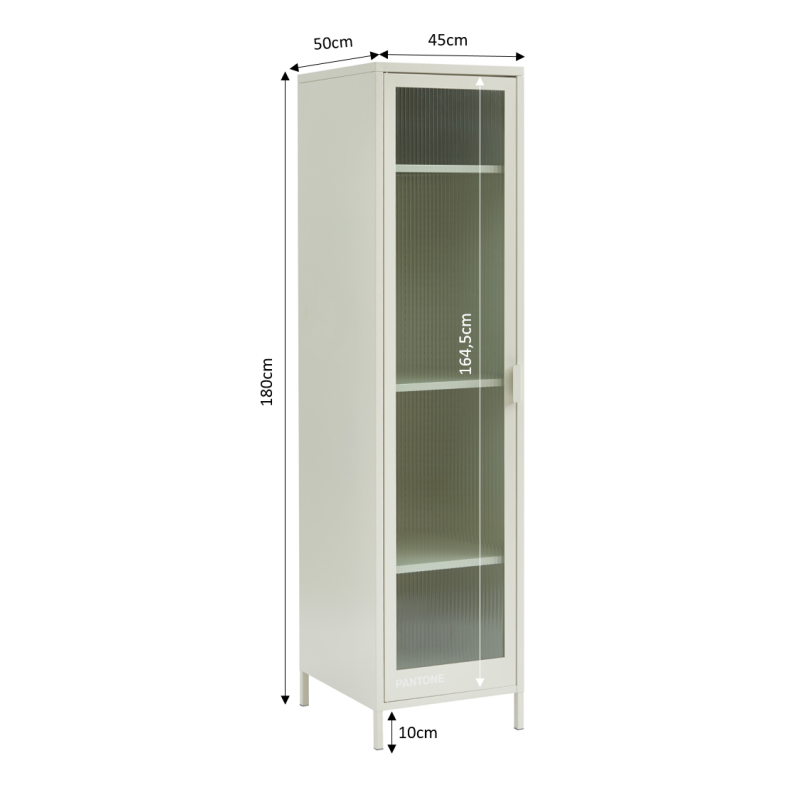 Vestiaire PANTONE porte en verre cannelé et métal beige sable h180cm