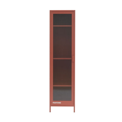 Vestiaire PANTONE porte en verre cannelé et métal terracotta h180cm