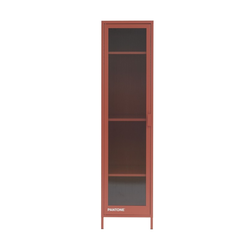 Vestiaire PANTONE porte en verre cannelé et métal terracotta h180cm