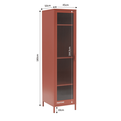 Vestiaire PANTONE porte en verre cannelé et métal terracotta h180cm