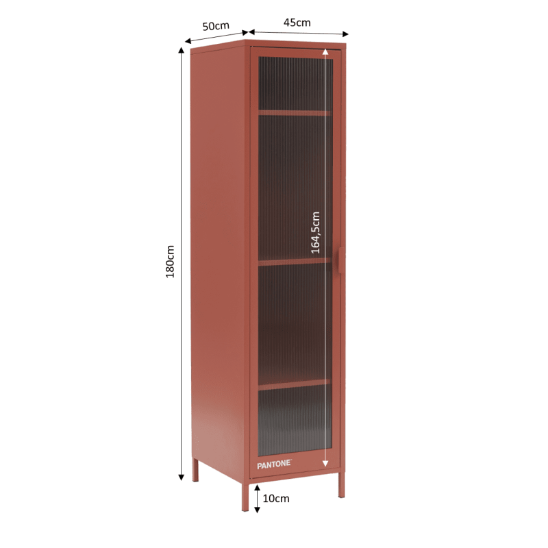 Vestiaire PANTONE porte en verre cannelé et métal terracotta h180cm
