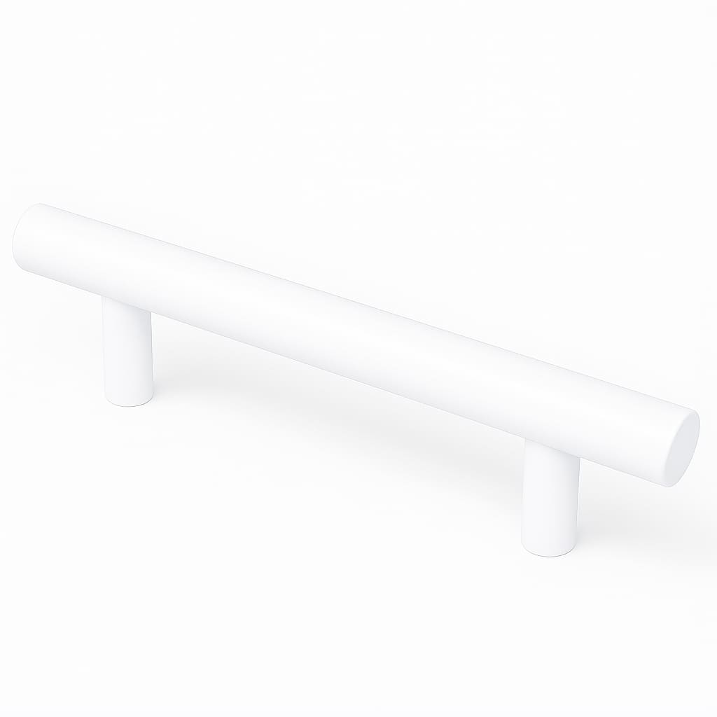 Poignée de meuble cuisine 120mm en métal blanc, finition contemporaine